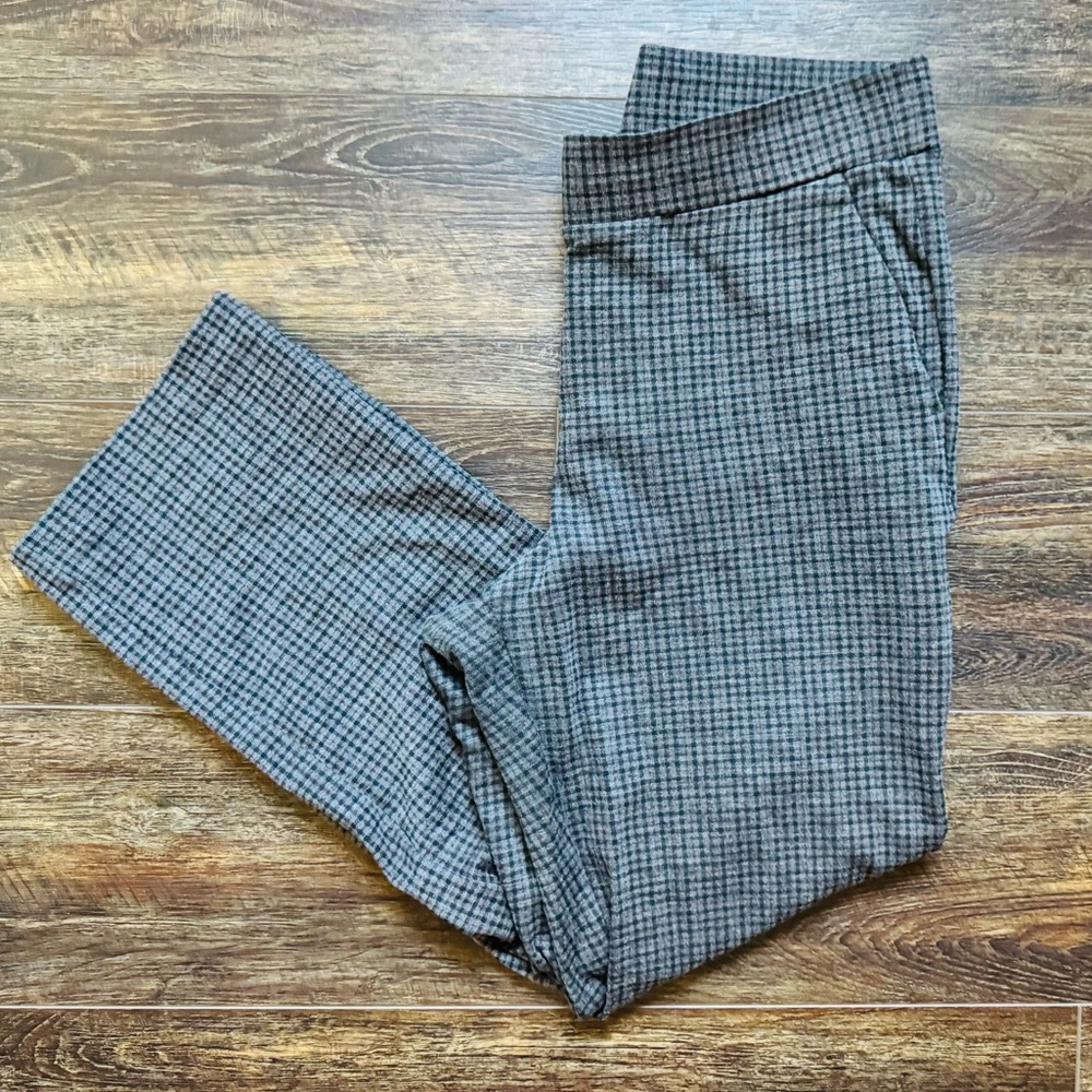 LOFT Gray Plaid Pull-On Ankle Pants Size L | Stretch Workwear
